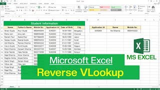 How to apply Reverse VLookup in Microsoft Excel  Reverse VLookup in Excel [upl. by Euqinitram]