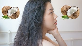 Coconut Oil Hair Mask 코코넛오일로 헤어트리트먼트 해보았어용 [upl. by Hurley]