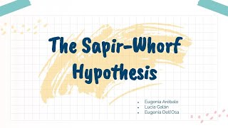 The SapirWhorf Hypothesis [upl. by Meece]