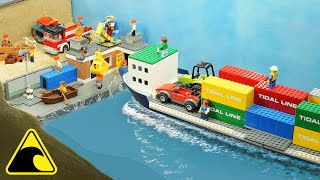 Ship Crashes into Lego City  Tsunami Dam Breach  Lego Disaster Experiment [upl. by Rehpotsirk591]