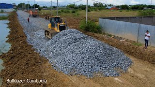 Best Techniques Poccessing Dozer Pushing Gravel Making Foundation Village Road 50 [upl. by Madigan753]