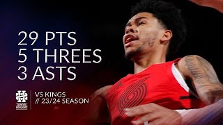 Anfernee Simons 29 pts 5 threes 3 asts vs Kings 2324 season [upl. by Ahseia]