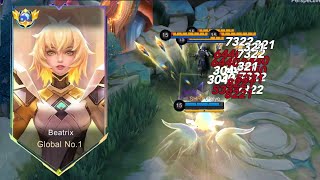 TOP 1 GLOBAL BEATRIX NEW 1 SHOT BUILD AND EMBLEM 2024 MLBB [upl. by Aicnetroh]