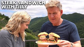 Gordon Ramsay Makes a Steak Sandwich in Spain with Tilly Ramsay [upl. by Sualk]