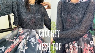 How to Crochet a Stunning Mesh Crop Top with Thread  StepbyStep Tutorial [upl. by Aisila]