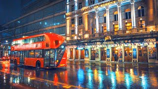 Rainy London Night Walk 💎 Glistening West End City Streets 🇬🇧 UK Walking Tour in 4K Binaural [upl. by Torrey873]