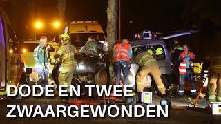 Dode en twee zwaargewonden bij crash tegen boom in Ede [upl. by Tallbot782]