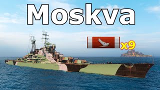 World of WarShips Moskva  9 Kills [upl. by Annav]