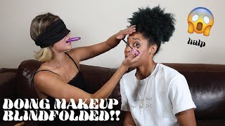 Blind Folded Makeup Challenge 😳ft Cassie from Uncover Revolution  Jonica Blu [upl. by Neiv]