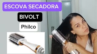 TESTEI A ESCOVA SECADORA BIVOLT DA PHILCO 4 em 1  1300w [upl. by Annaerb395]