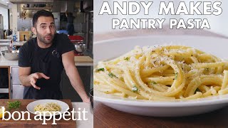 Andy Makes Pantry Pasta  From the Test Kitchen  Bon Appétit [upl. by Eylatan]