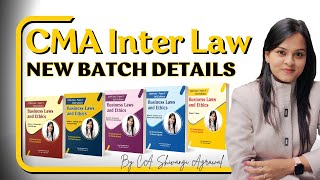 CMA Inter Law  New Batch amp Books Details  June amp Dec 2024  CA Shivangi Agrawal [upl. by Nylra]