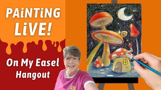 Working on cute Mushrooms acrylic painting Traceable Available Beginner to Advance w Annie Troe [upl. by Lavine430]