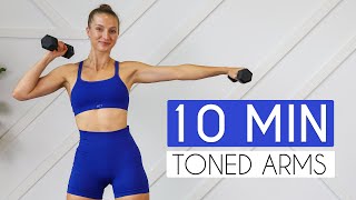 10 MIN TONED ARMS WORKOUT At Home Minimal Equipment [upl. by Annaik]