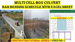 Multi Cell Box Culvert Bar Bending Schedule with Excel Sheet  Box Culvert Construction Video No2 [upl. by Sregor446]