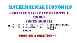 Leontief InputOutput Model  Problem and Solution 3 [upl. by Jeffy]