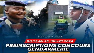 Concours DEntrée A La Gendarmerie 2024  Calendrier amp Conditions de Candidature  Préinscription [upl. by Kellie]