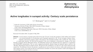 AAPP Segment 26 Heliographic Active Longitudes Betray Internal Structure [upl. by Navac]