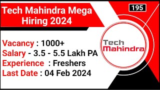 Tech Mahindra Recruitment 2024  Tech Mahindra Hiring 2024  Fresher Software Engineer Jobs [upl. by Alaehs348]