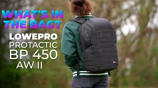 Lowepro Protactic BP450 AW II Whats In The Bag [upl. by Bernete]