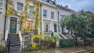 A London Rain Walk in Posh Kensington ☔️ Ambient 4K HDR London Walk ASMR [upl. by Barra]