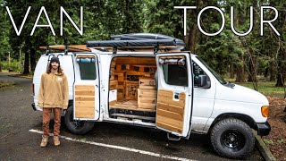 VAN TOUR  Ford E350 Camper Van Conversion  Heavy Duty Insulation For LongTerm Winter Vanlife [upl. by Reeba]