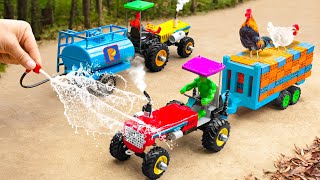 DIY mini tractor transporting gasoline rescue heavy truck  diy Fire Truck rescues Petrol Pump [upl. by Enetsirhc]