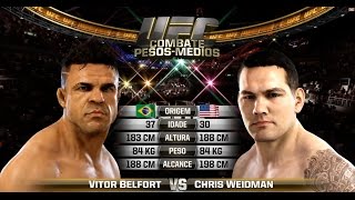 Vitor Belfort x Chris Weidman  061214 Simulação Valendo Cinturão  PS4 UFC EA GAMES [upl. by Montgomery121]