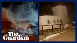 House falls off cliff in Argentina as sea reclaims land [upl. by Aliuqehs]