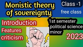 monistic theory of sovereignty  free class 1political science minor [upl. by Epstein]