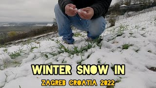 first day winter snow in Zagreb Croatia filipinoincroatia europe ofweurope [upl. by Piwowar]