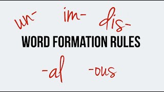 English Word formation Prefixes un im dis Suffixes ous al [upl. by Lebar912]