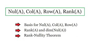 Nullspace Column Space and Rank [upl. by Marisa552]