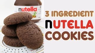 3 INGREDIENT NUTELLA COOKIES  Easy Recipe  Baking Cherry [upl. by Meerek]