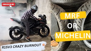 R15v3 Burn out  Which Trye Is Better   YG MOTOVLOGS  telugumotovlogs automobile telugumemes [upl. by Gentilis]