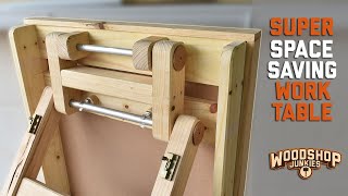 Can I Build A Better Folding Workbench  Super Space Saving Collapsible Table [upl. by Yroger]