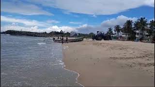 Portage at Serenity beach  Taking boat out of water  Pondicherry Trip Aug 2024  Boat landing [upl. by Maffa]