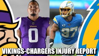 Thursday Vikings Chargers Injury Report Davenport DNP Bosa Downgraded to DNP [upl. by Ethelyn]