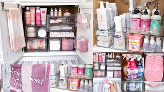 ULTIMATE BATHROOM ORGANIZATION  Satisfying Clean and Bathroom Restock Organizing on A Budget [upl. by Arihsat]