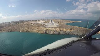 Heraklion Crete Island Approach along the beaches and landing on runway 27 HERLGIR Cockpit view [upl. by Vernor]