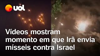 Irã ataca Israel Vídeos mostram momento em que mísseis passam pelo Domo de Ferro [upl. by Evan803]