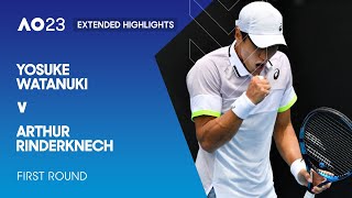 Yosuke Watanuki v Arthur Rinderknech Extended Highlights  Australian Open 2023 First Round [upl. by Llennahc]