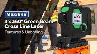 Maxiline 3DG2 3×360° Green Beam MultiLine Laser Level Kit Unboxing amp Features [upl. by Rora]