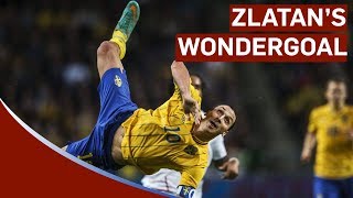 Zlatan Ibrahimovic Scores Amazing 30yard Bicyclekick vs England  Sweden 42 England [upl. by Aelber668]