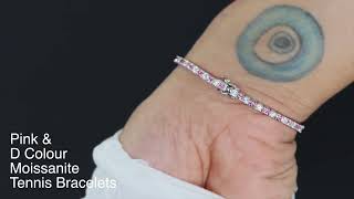 Pink Moissanite Tennis bracelet  Pink Diamond Tennis bracelet  Pink Lab Diamond Tennis bracelet [upl. by Iphigeniah342]