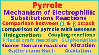 Lecture 03  Chemical reactions of pyrrole Electrophillic substitutions mechanism [upl. by Reed161]