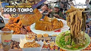 Filipino Street Food in “UGBO TONDO MANILA”  Kanto FRIED RICE LECHON KAWALI TUMBONG SOUP [upl. by Marillin]