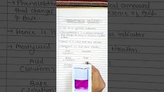 PHENOLPHTHALEIN  INDICATOR AcidBase titration chemistry shorts youtubeshorts [upl. by Ula333]