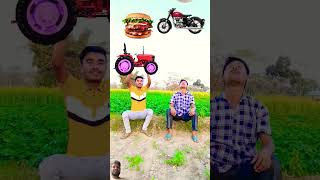 Police car ambulance tractor catching and eating Samosa pizza burger  Funny vfx magic [upl. by Latsyrhk]