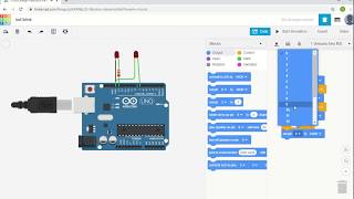 Two led blink using Tinkercad  Arduino Graphical program [upl. by Standley]